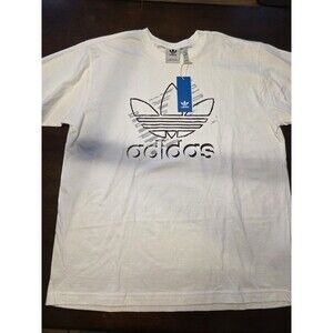 New Mens Adidas White Short Sleeve Breathable OG Sketch Trefoil Shirt XL NWT